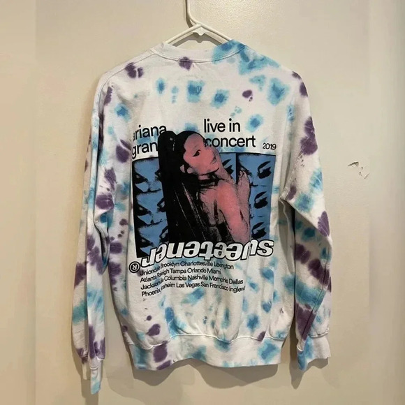 Ariana Grande Sweetener Tour Leg 3 Live in Concert Tie Dye Crewneck Sweater - Picture 5 of 7